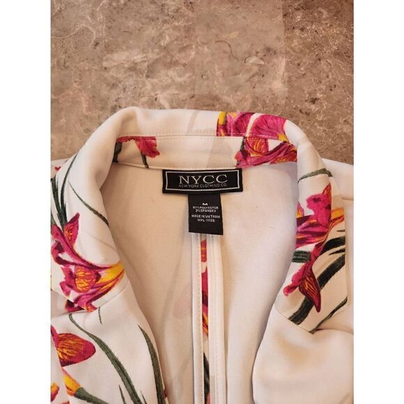 New York Clothing Company floral blazer shoulder pads button front size medium - Picture 3 of 8